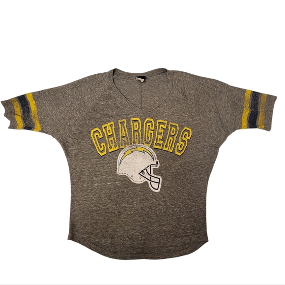 NFL Tops - Chargers NFL Women's Gray Half Sleeve Shirt